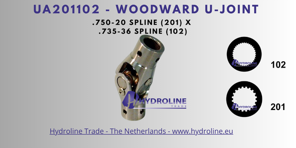 Woodward UA201102 U-Joint – .750-20 Spline (201) x .735-36 Spline (102)