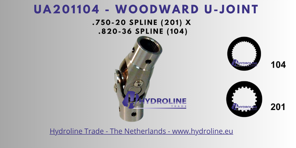 Woodward UA201104 U-Joint – .750-20 Spline (201) x .820-36 Spline (104)