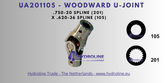 Woodward UA201105 U-Joint – .750-20 Spline (201) x .620-36 Spline (105)