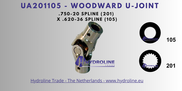 Woodward UA201105 U-Joint – .750-20 Spline (201) x .620-36 Spline (105)