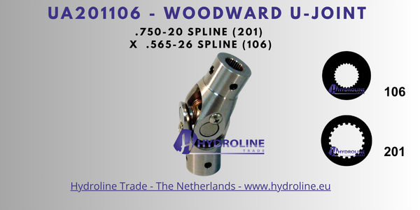 Woodward UA201106 U-Joint .750-20 spline (201) x .565-26 spline (106)