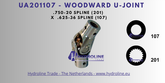 Woodward UA201107 U-Joint .750-20 spline (201) x .625-36 spline (107)