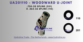 Woodward UA201110 U-Joint .750-20 spline (201) x .563-36 spline (110)