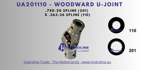 Woodward UA201110 U-Joint .750-20 spline (201) x .563-36 spline (110)