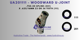 Woodward UA201111 U-Joint .750-20 spline (201) x .625 inch 16 mm 23 or 36 tooth spline (111)