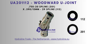 Woodward UA201112 U-Joint .750-20 spline (201) x .590 inch 15 mm 29 spline (112)