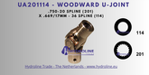 Woodward UA201114 U-Joint .750-20 spline (201) x .669 inch 17 mm 36 spline (114)
