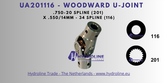 Woodward UA201116 U-Joint .750-20 spline (201) x .550 inch 14 mm 34 spline (116)